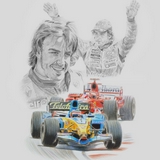 Fernando Alonso pencil & colour pencil by Simon Taylor